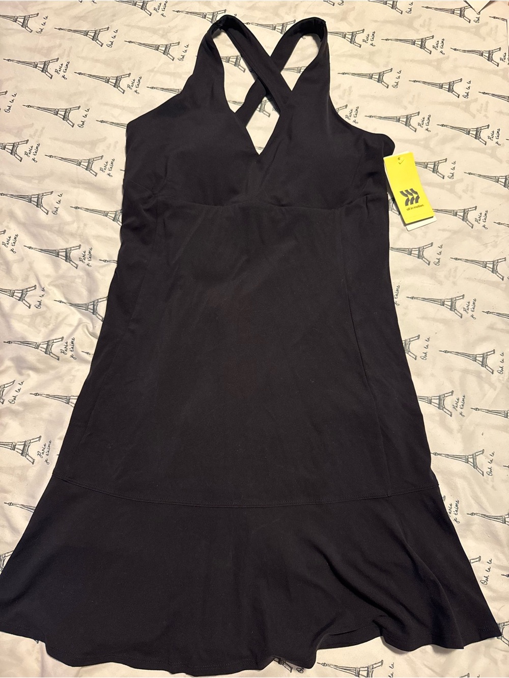 all in motion Black Cross-Back V-Neck Mini Dress